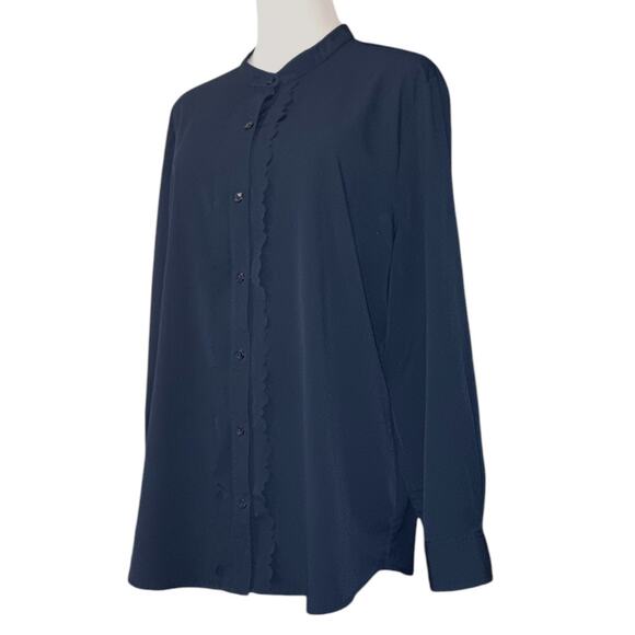 BANANA REPUBLIC Blouse Top Flowy Dark Navy Blue XL Career‎ Office Professional - Picture 8 of 8